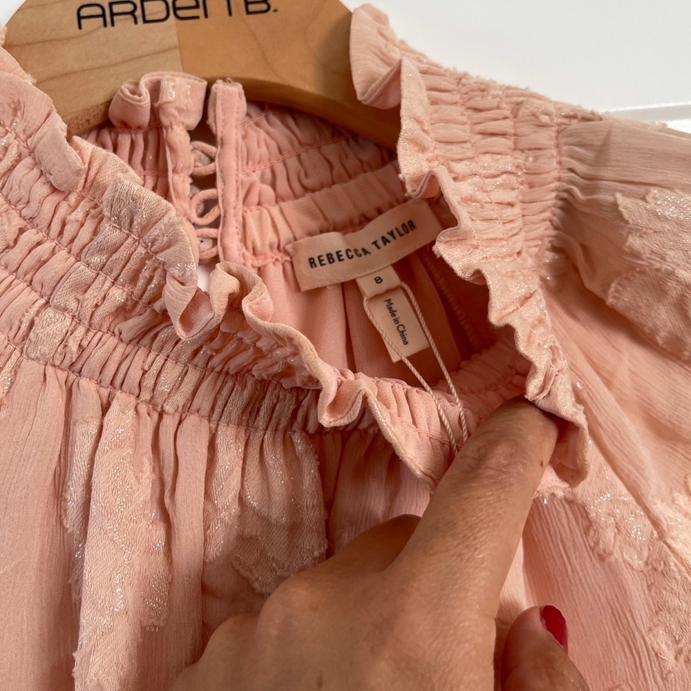 NWT Rebecca Taylor long sleeve rose met top in ballet 696 - Picture 3 of 6